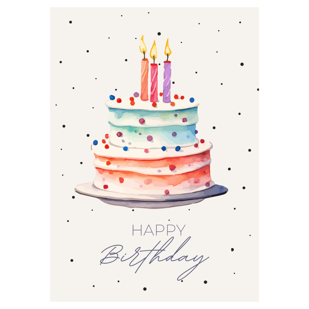 Candy Card - Watercolour Birthday Cake